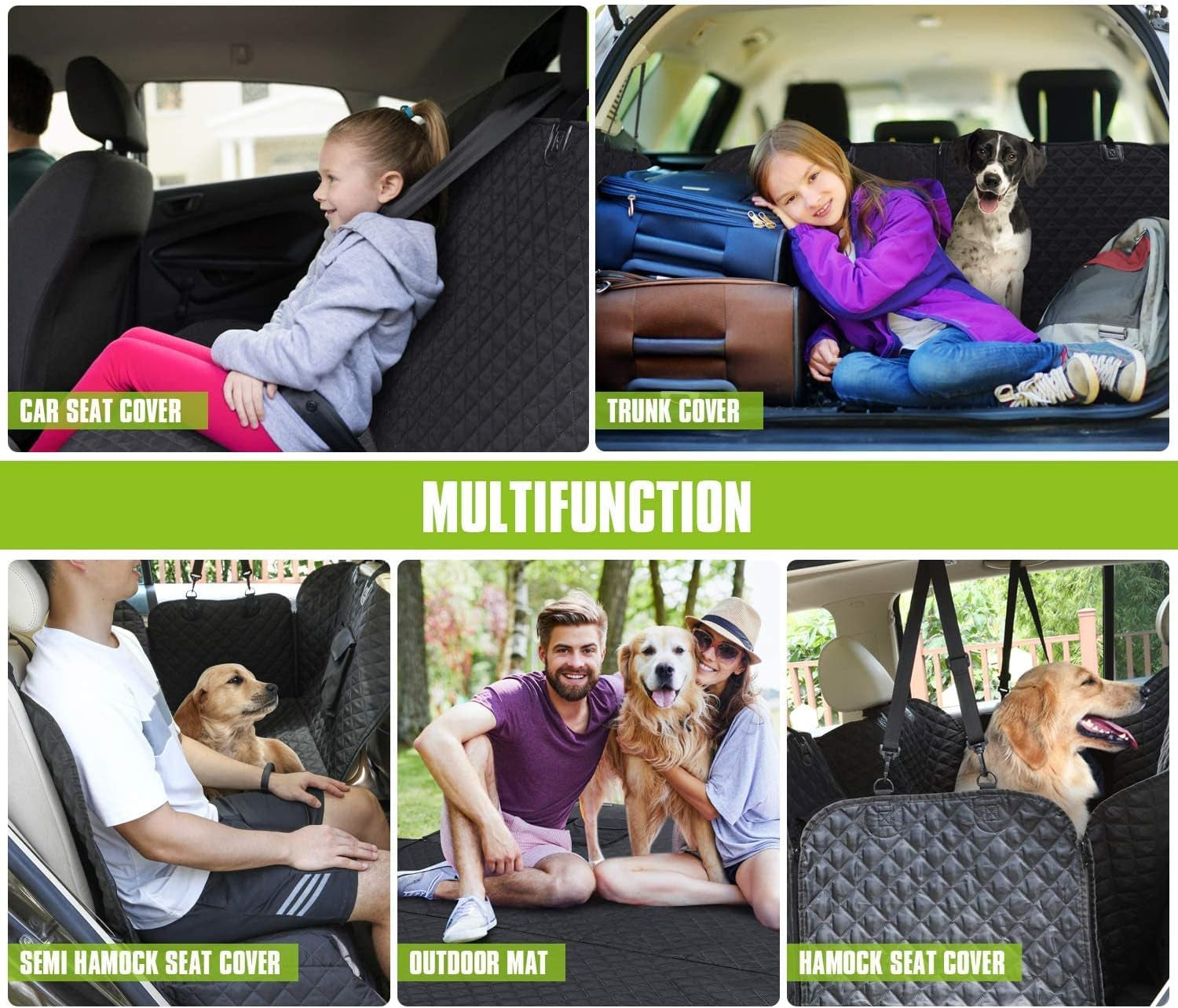 Dog Car Seat Cover for Back Seat, Dog Seat Cover with Perspective Mesh, Storage Bags, Hammock - Waterproof Scratch Proof Non-Slip, Durable Car Seat Covers for Dogs for Car SUV Truck