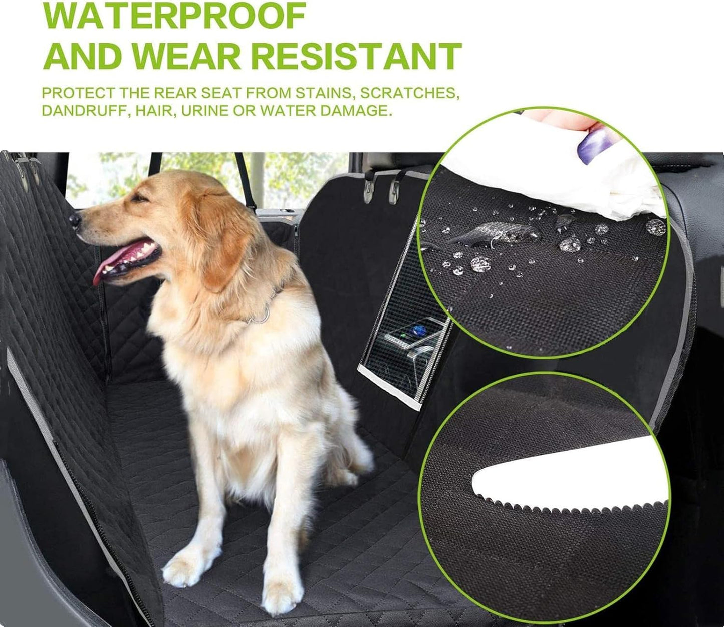 Dog Car Seat Cover for Back Seat, Dog Seat Cover with Perspective Mesh, Storage Bags, Hammock - Waterproof Scratch Proof Non-Slip, Durable Car Seat Covers for Dogs for Car SUV Truck